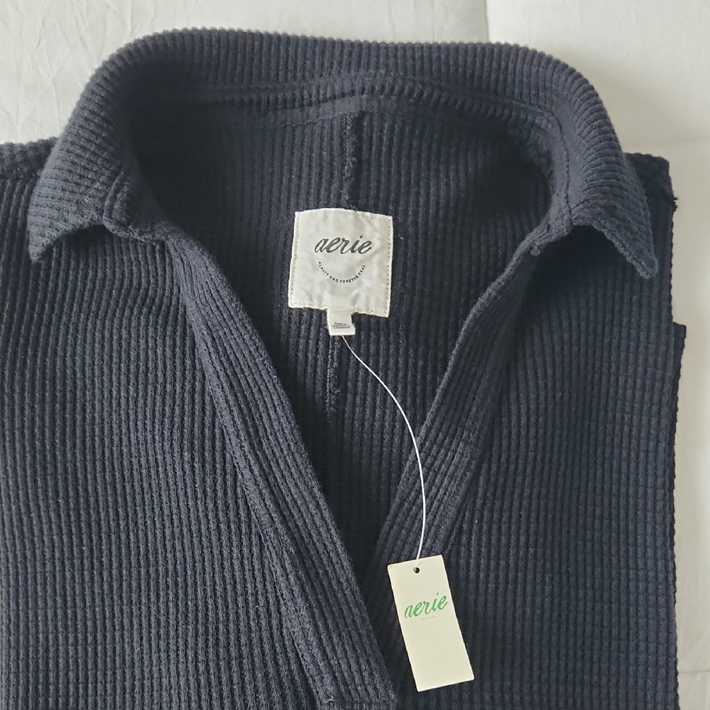 Aerie Black Ribbed Knit Top